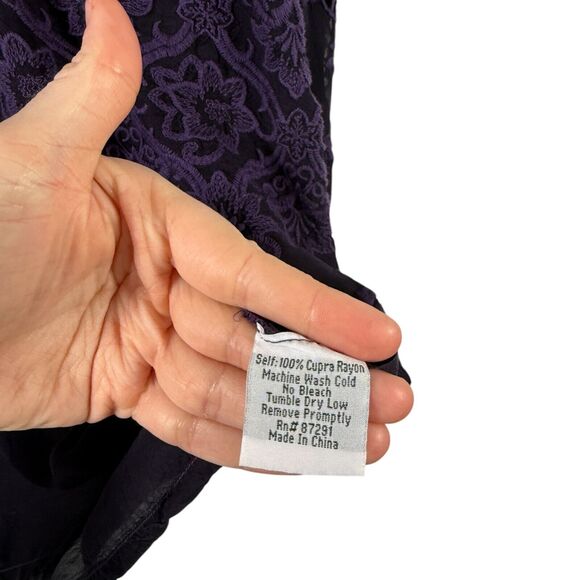 Johnny Was Jossimar Purple Embroidered Tunic Blouse Boho Cottage Flowy Womens S? - Picture 5 of 6